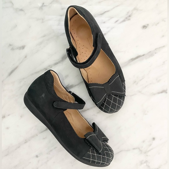 Ortopedia All Leather Bow Stitched Black Mary Janes - Picture 1 of 8